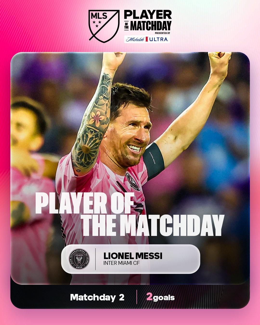 世界杯手机直播app下载-梅西第13次获得美职联周最佳球员，距多诺万的纪录还差6次